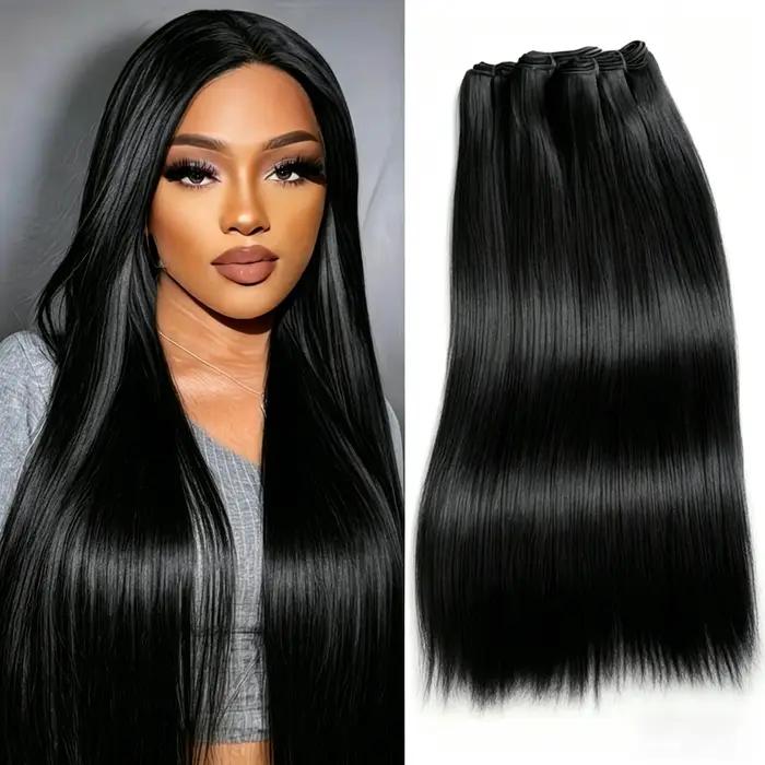 Extensions de cheveux humains brésiliens vierges non traités, lisses comme des baguettes, 28 28 30 p