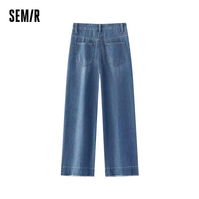 Jean pour femme Semir, coupe large, ourlet brut, longueur cheville, style urbain décontracté, doux e