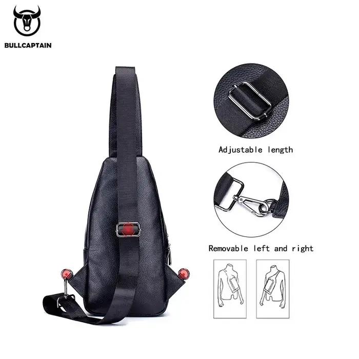 BULLCAPTAIN sac de poitrine en cuir pour hommes sac de rangement de voyage multifonction sac de mess