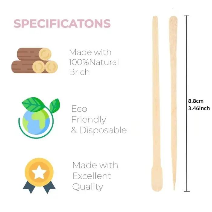 100 pièces femme en bois épilation bâton jetable épilation spatule cire bâtons bois visage sourcils