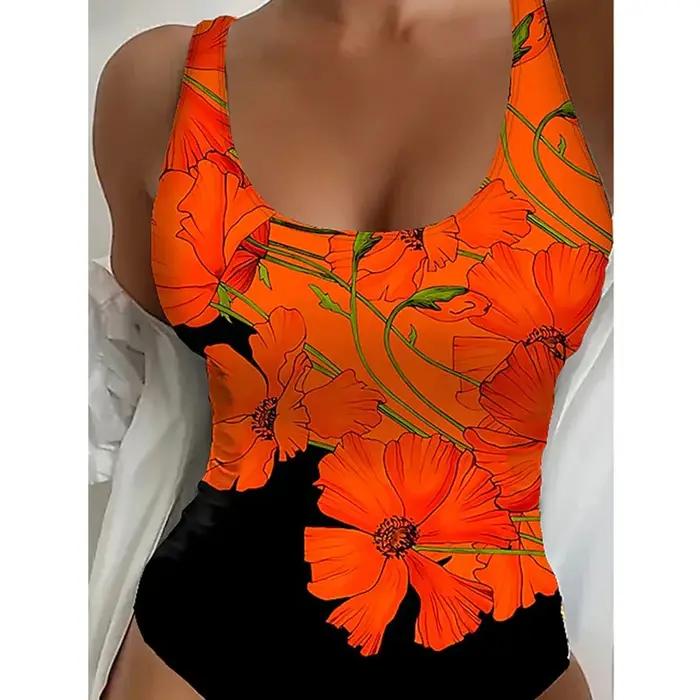 Maillot de bain une pièce imprimé sexy - Body push up fermé femmes plage piscine 2025
