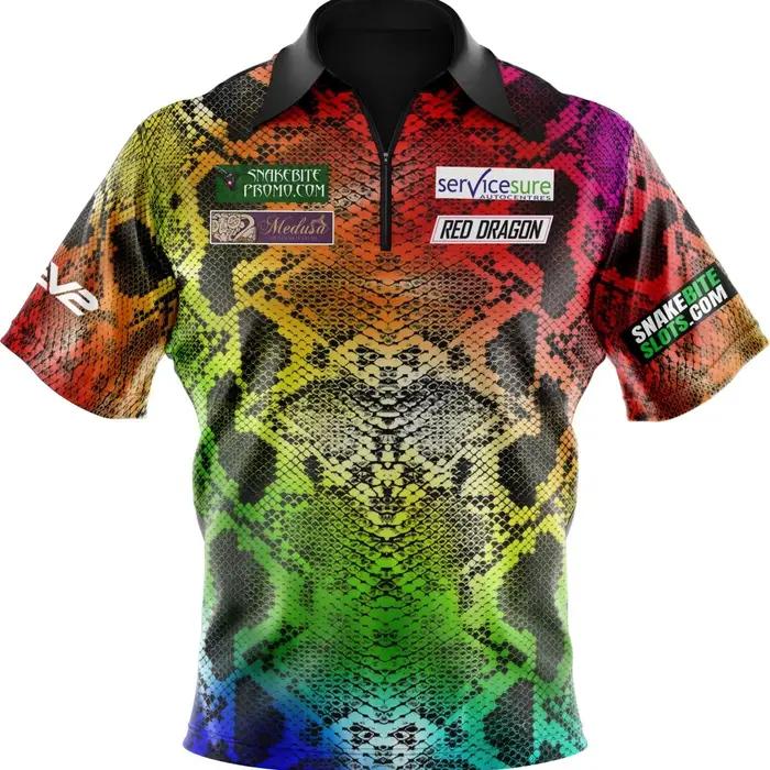 Peter Wright RedYellow Snakebite Polo Shirt réplique Darts Polo Shirt Sports T-shirt pour hommes Vêt