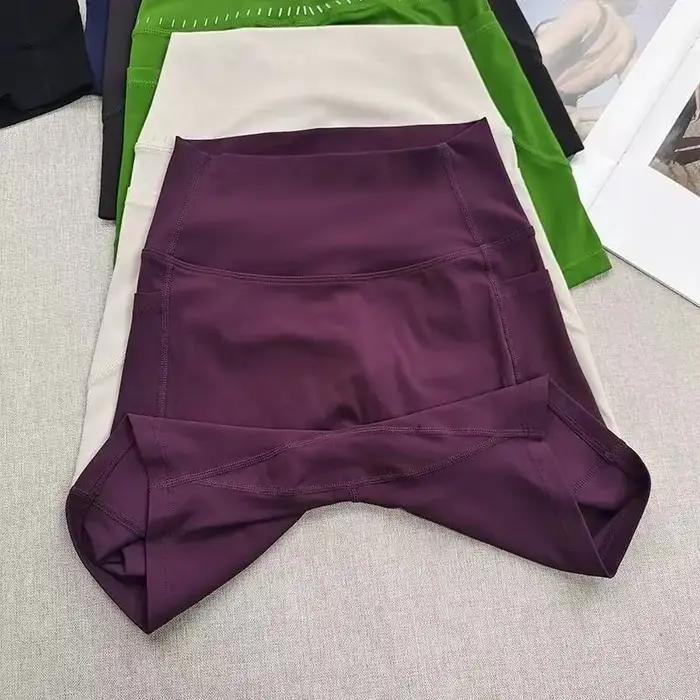 Short de Yoga taille haute pour femmes, avec poches latérales, longueur quater pour le cyclisme, le