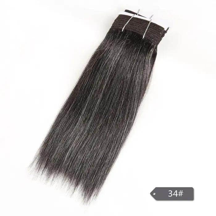 Cheveux élégants brésiliens Double tirage Remy cheveux humains armure courte Yaki droite # 44 # 34 #