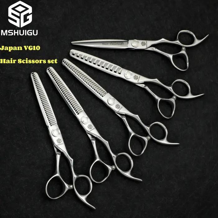 Ciseaux de barbier professionnels MSHUIGU, ciseaux à lame inversée multifonctionnels, acier VG10, 5,
