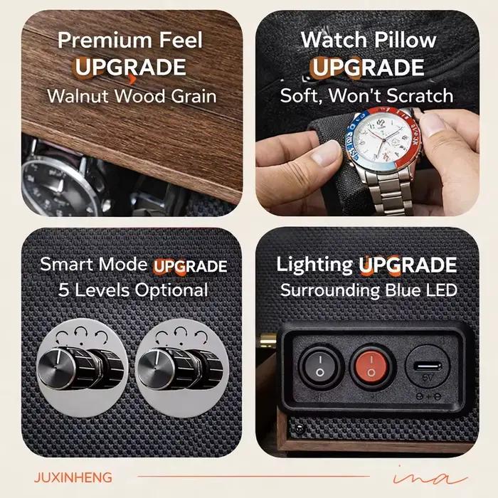 Boîte à remontoir pour montres automatiques avec support rotatif et alimentation USB pour montres mécaniques élégantes à offrir pour collectionneurs de montres