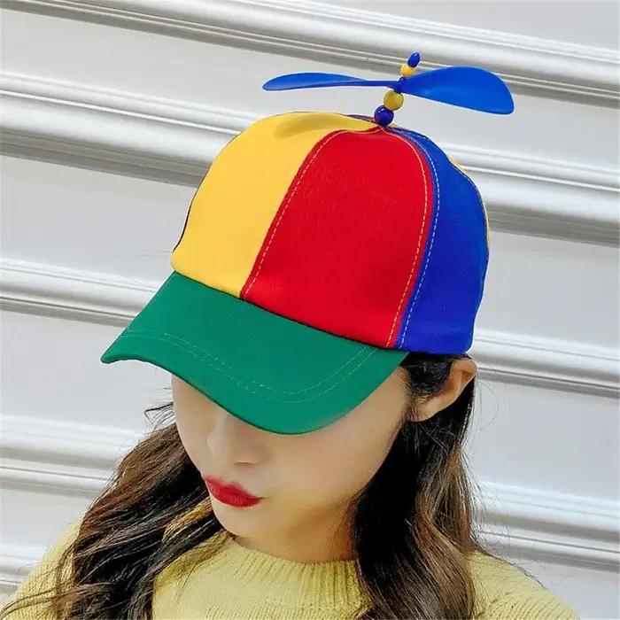 Casquette de soleil en bambou libellule arc-en-ciel pour enfants, chapeau Snapback, conception d'hél