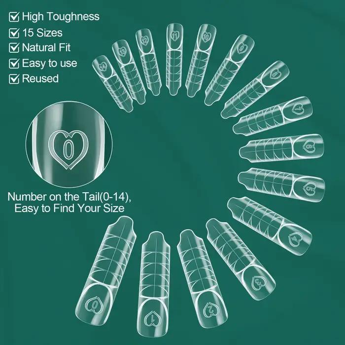 Nailpop Space Nail Dual Forms 15 Tailles Formes à ongles pour extension de gel poly Réutilisables Ma
