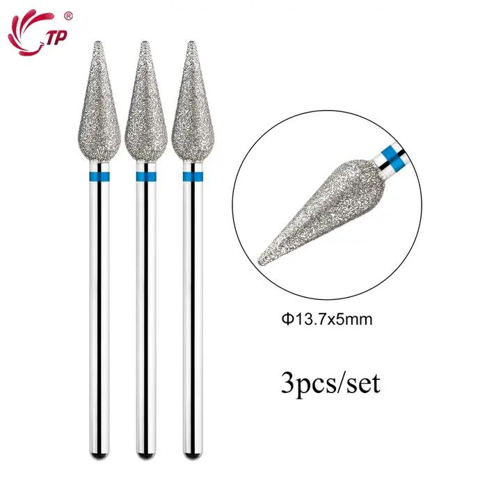 TP 3 pièces/ensemble forets à ongles diamant flamme 3/32 ''embouts de lime électrique russe fraise p