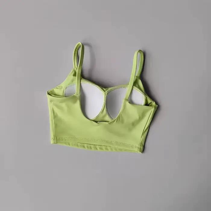 Haut de soutien-gorge de sport pour femmes, push up, rembourré fixe, hauts push-up, gilet de fitness