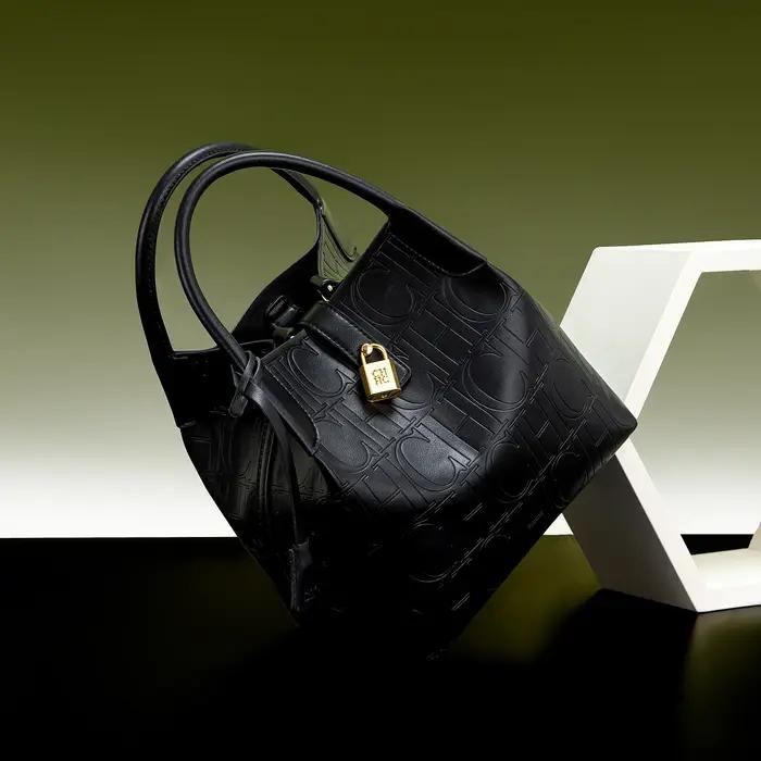 Sac à bandoulière classique rétro couleur unie pour femmes, sac seau de banlieue d'affaires, nouvell