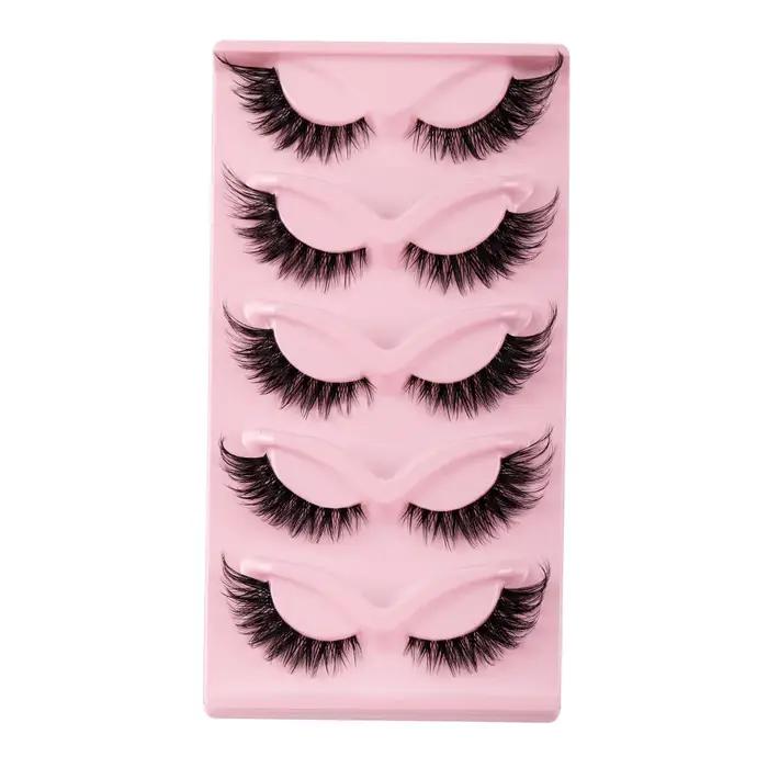 5 paires de cils yeux de chat Faux cils de vison naturel longs cils Manga extrémité ailée cils allon