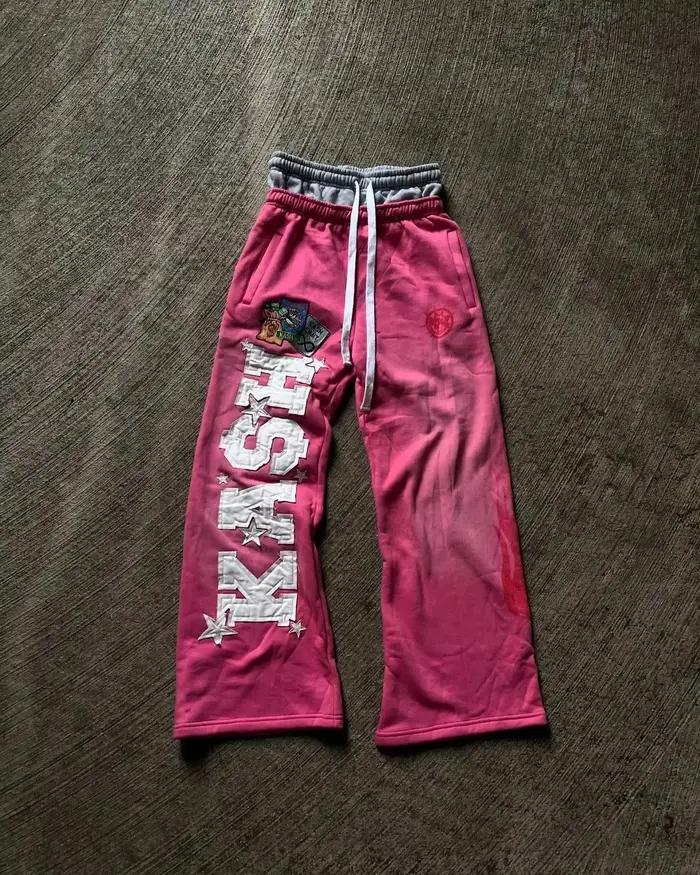 Pantalon de survêtement américain Y2K pour hommes, Baggy, Patch de lettres, rétro, Double couche, De