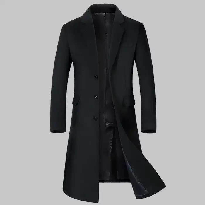 Manteau en laine pour hommes, Trench-Coat Long en coton épais au dessus du genou, de haute qualité,