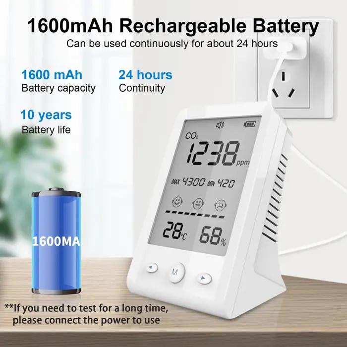 NDIR Co2 mètre alarme température humidité détecteur 3 en 1 moniteur de qualité de l'air analyseur d