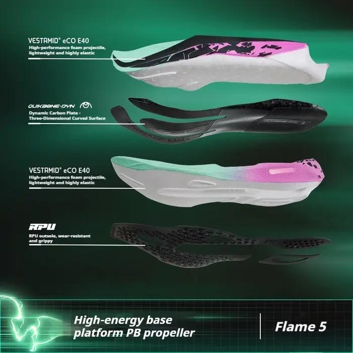 361 degrés flamme 5 chaussures de course pour hommes plaque de carbone respirant Stable rebond Gripp