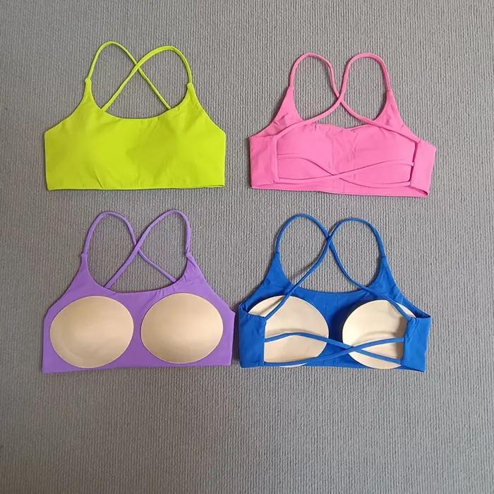 Soutien-gorge de Sport de Yoga Sexy, dos croisé creux pour femmes, haut serré, sous-vêtements de Yog