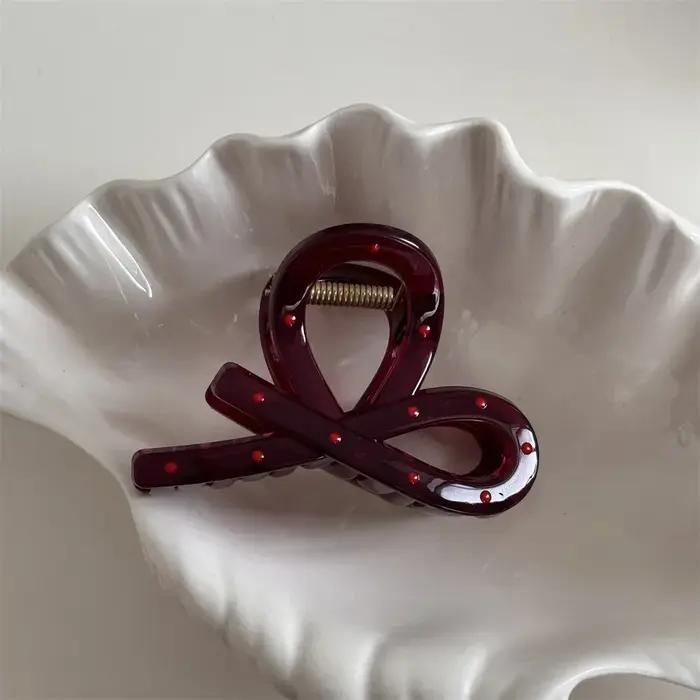 2 pièces femmes Vintage rouge à pois ruban arc requin pince épingle à cheveux griffe crabe Barrettes