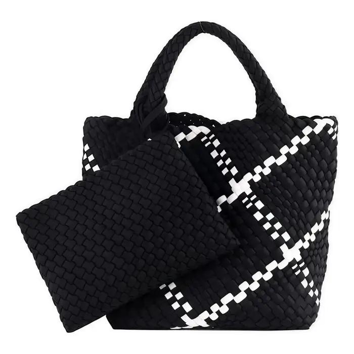 Sac tissé pour femmes, sac fourre-tout en néoprène, sac à main de plage d'été, sac à main rétro fait