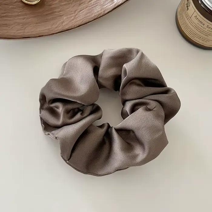Chouchous en Satin de soie Vintage, 1 pièce, bandes élastiques pour cheveux, couleur unie, couvre-ch