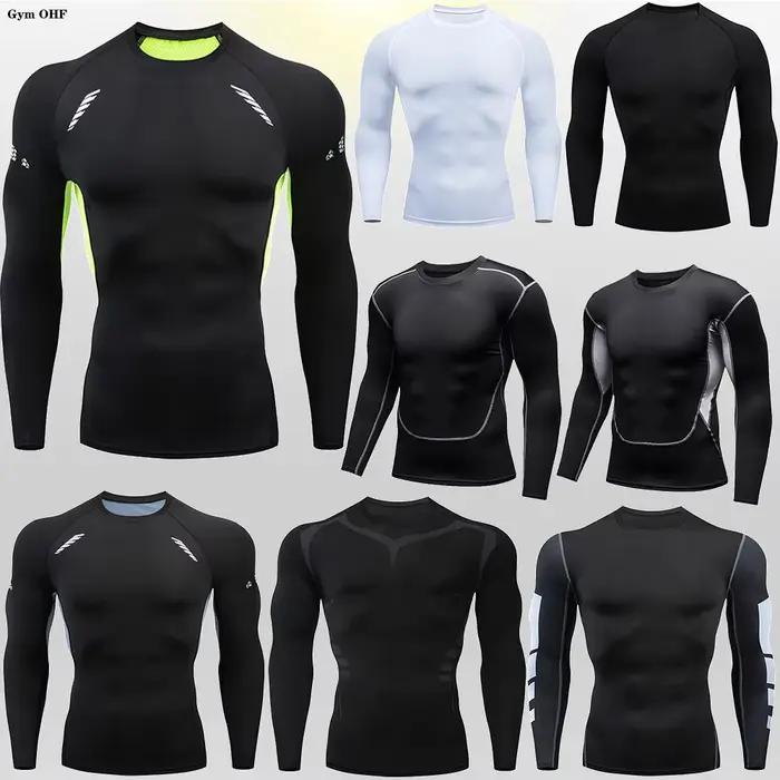 T-shirt rashguard compression homme - Haut sportif séchage rapide pour musculation et boxe