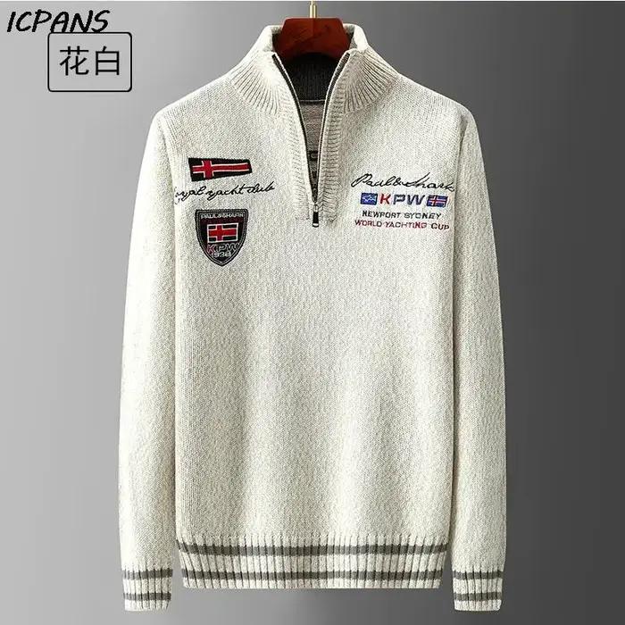 Pull blanc homme tricots requin vêtements coton laine pulls pull manteaux Jacquard noël tricoté demi