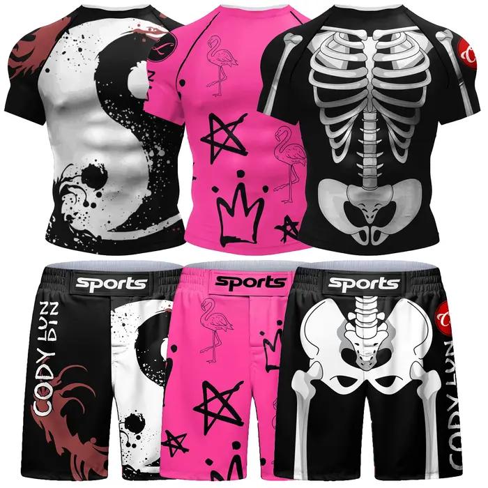 Ensembles courts de vêtements de Surf de plage populaires pour jiu jitsu Bjj No Gi Rashguard + Short