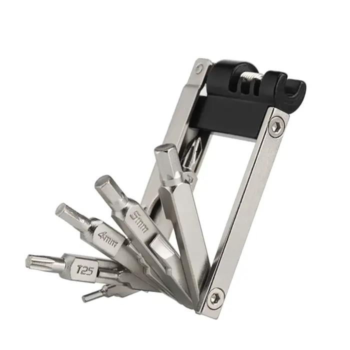 Kit d'outils de réparation de vélo, clé à rayons hexagonaux pliable pour coupe-chaîne vtt, tournevis