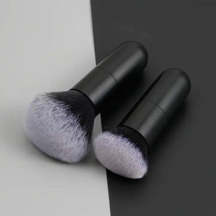 Grand manche rond pinceau à poudre pinceaux de maquillage noirs moelleux doux professionnel poudre f
