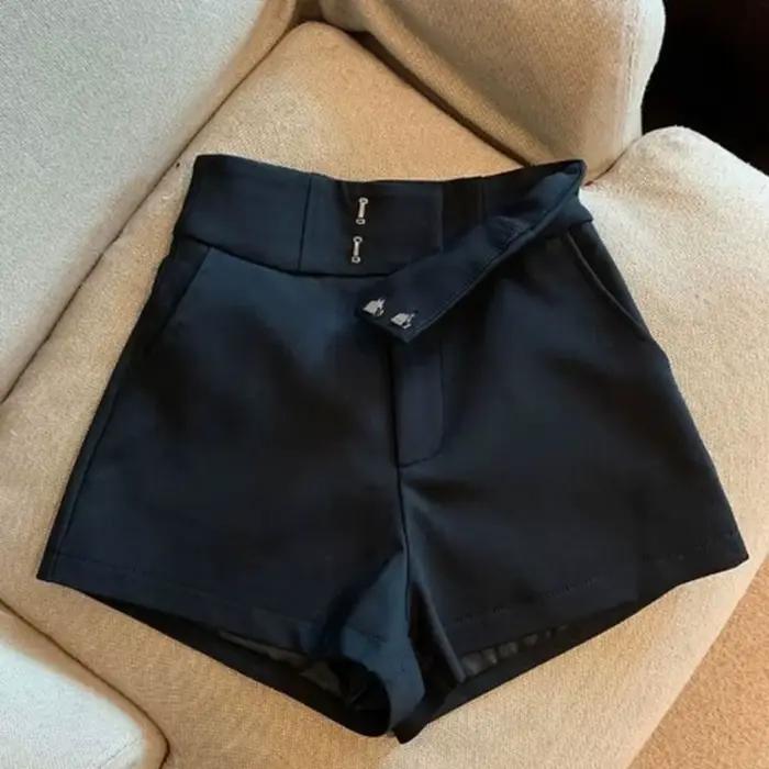 Shorts Mooyufon Noirs Harajuku Taille Haute Élégance Décontracté Pour Fille Chaude Pantalon Droit Occasions Spéciales