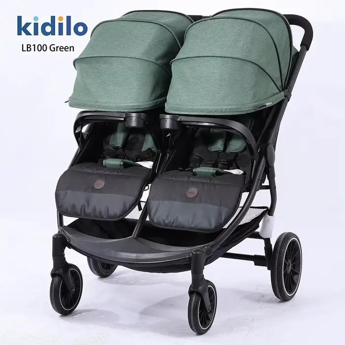 Nouvelle poussette double tout-en-un 2025, convertible assise ou allongée, légère et pliable, avec c