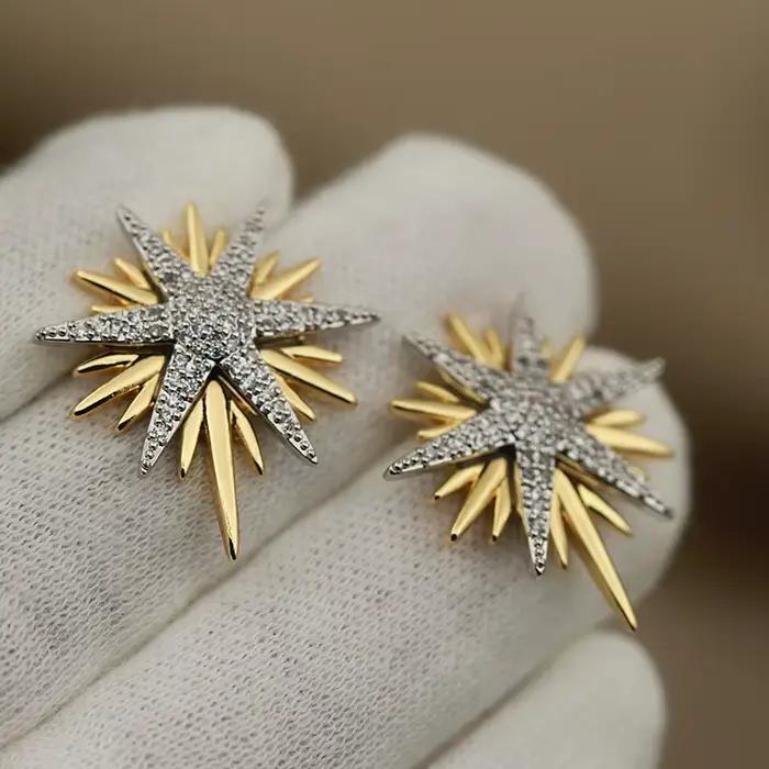 Boucles d'oreilles étoile en zircone pour femmes, nouveau Design de vue, marque de mode, fleur en cr