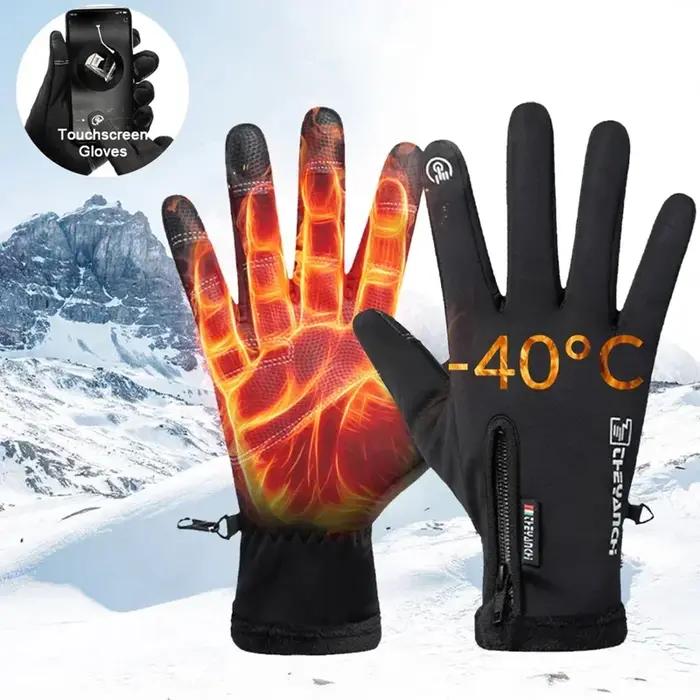 Gants d'hiver imperméables pour écran tactile thermique, coupe-vent, chauds, pour temps froid, cours