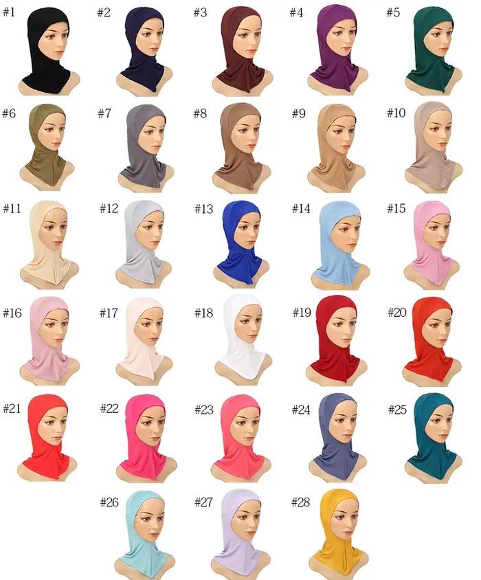 Sous-écharpe capuchon intérieur os Bonnet Hijab Turban Modal extensible couverture complète cou femm