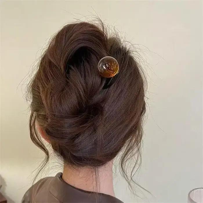 Bâtonnets à cheveux en forme de U avec perles colorées, épingle à cheveux, fourchette, chignon, doux