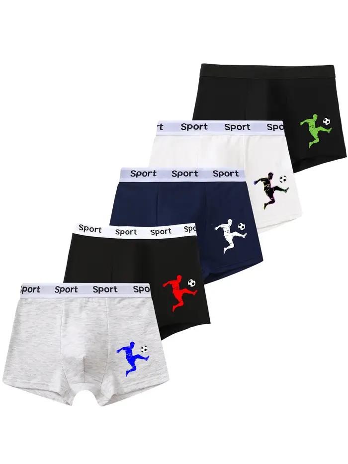 5 pièces mixtes garçons sous-vêtements 8-14 ans doux respirant couleur unie confortable joueur de fo