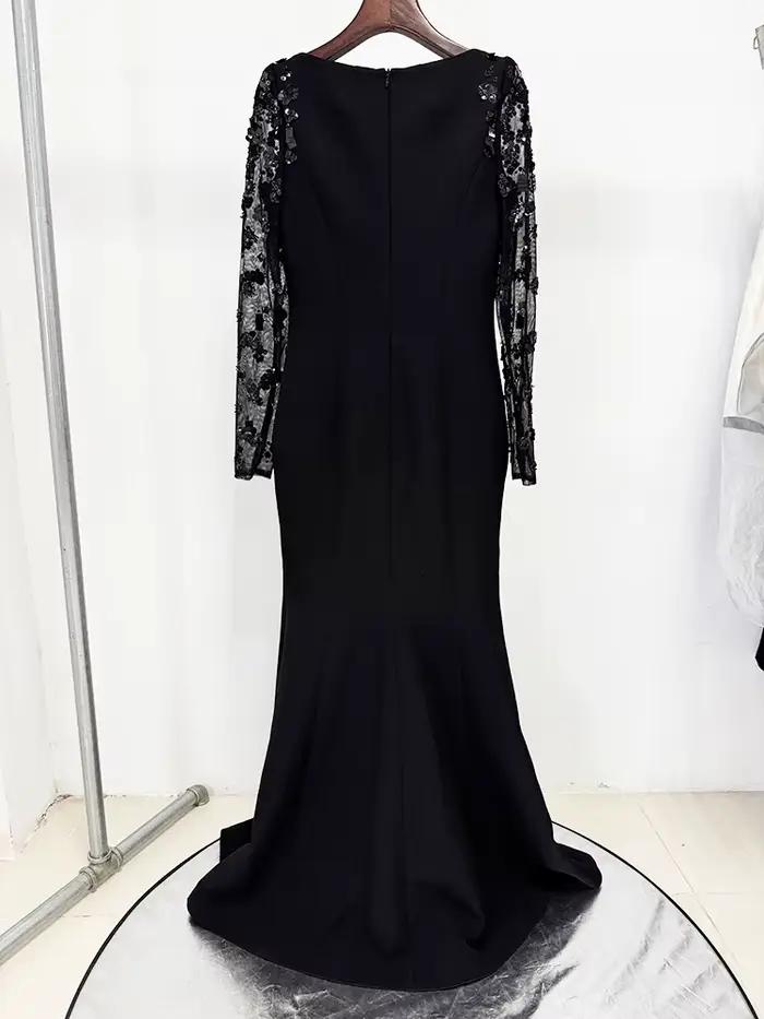 HIGH STREET Nouvelle Collection 2026 Robe Longue de Soirée Designer pour Femme, à Manches Longues, e