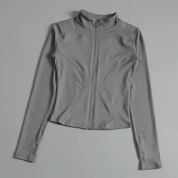 Femmes Zip Fitness Yoga chemise à manches longues veste de sport haut de sport vêtements de sport ma