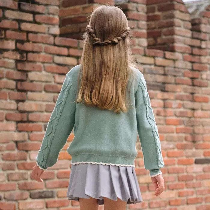 Dave Bella automne printemps Cardigan pull pour filles tricoté pull enfants bouton manteau d'extérie