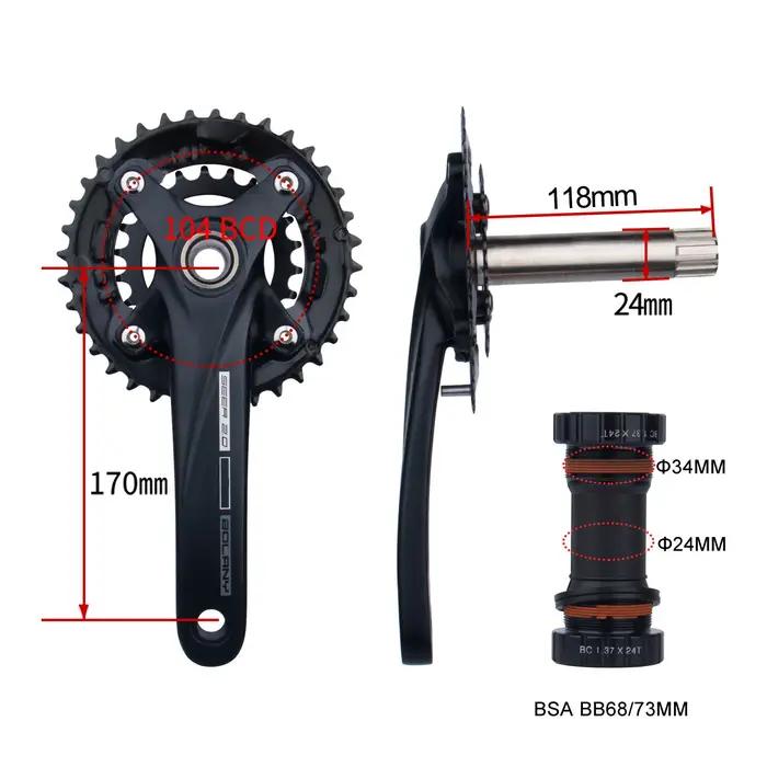 Bolany-Pédalier de vélo à manivelle creuse, plateau intégré, plateau VTT, commencerBCD, 36T, 22-36T,