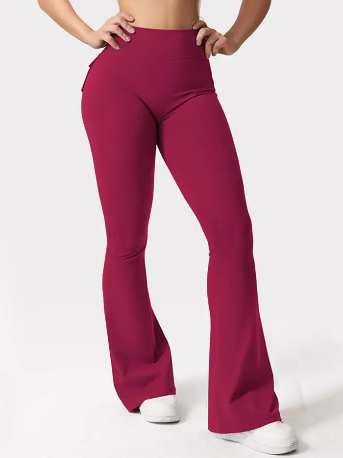 Pantalon évasé de Yoga pour femmes, pantalon taille haute à jambes larges, contrôle du ventre, Leggi