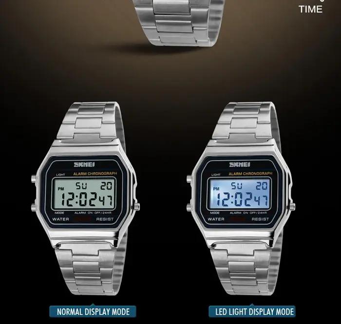 SKMEI-Montre rétro pour hommes d'affaires, électronique, étanche, à la mode, avec bande fine, numéri