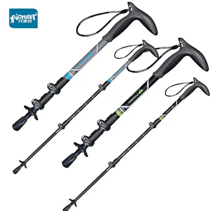 Canne marche courte poignée T télescopique 46-100cm carbone béquille escalade montagne