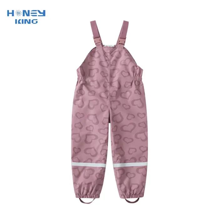 HONEYKING enfants pantalons de pluie imperméables combinaisons pour bébés filles salopette pantalons