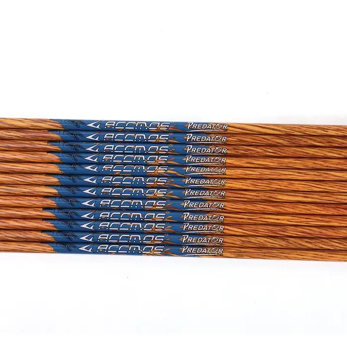 Tige de flèche en carbone avec patient en bois, ID 6,2mm, 350mm, 400mm, 450mm, 500mm, 550mm, 600mm,