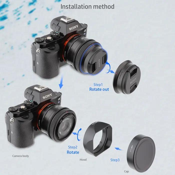 Haoge LH-S245N baïonnette carré métal pare-soleil pour Sony FE 50mm F2.5 G FE 40mm F2.5 G FE 24mm F2