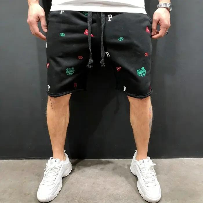 Shorts amples en coton pour hommes, style streetwear, brodés, décontractés, pour le sport et la musc