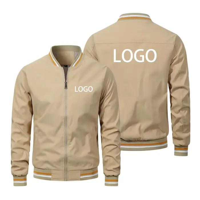 Logo personnalisé hommes vestes marque printemps automne coupe-vent impression manteau à glissière c