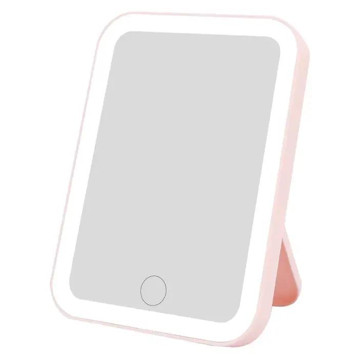 Miroir de courtoisie LED portable avec écran tactile, 3 couleurs, aste par USB, gradation, maquillag
