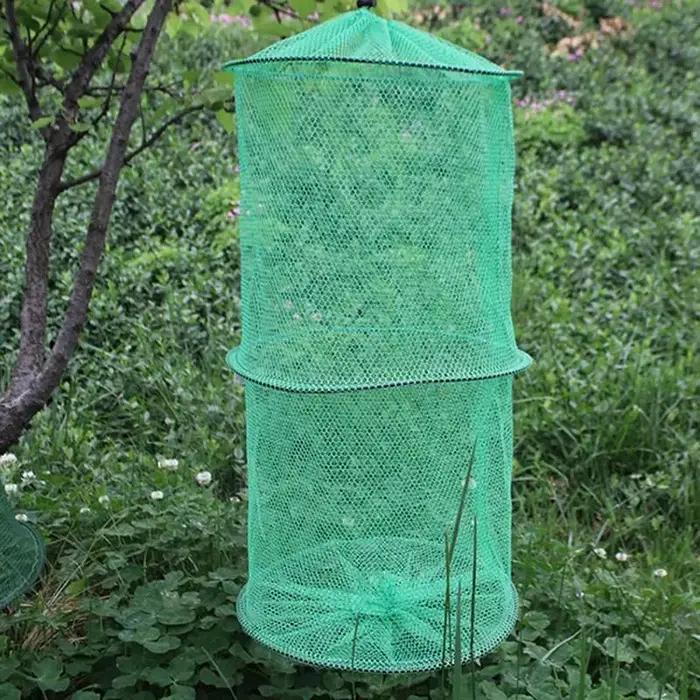 Filet de pêche rond pliant en Nylon, maille métallique, pour crabe, crevettes, piège à méné, atterri